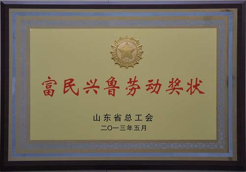 2013年8月，公司獲得山東省總工會授予“富民興魯勞動獎狀”稱號。